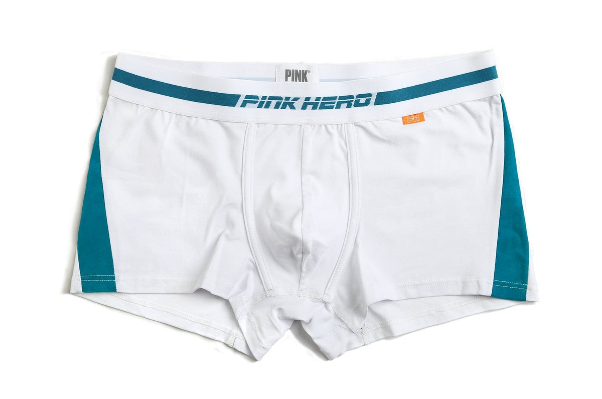 white Pink Hero Men's Solid Stripe Boxer Briefs - pridevoyageshop.com - gay men’s underwear and swimwear