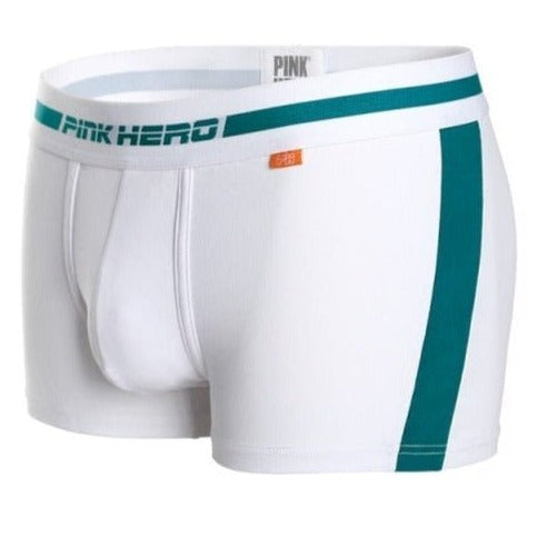 white Pink Hero Men's Solid Stripe Boxer Briefs - pridevoyageshop.com - gay men’s underwear and swimwear