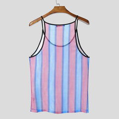 pink Boardwalk Candy Stripe Mesh Cami – pridevoyageshop.com – gay men’s harness, lingerie and fetish wear.