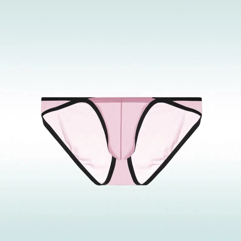 pink Men’s Two-Tone Cutout See Through Bikini Briefs - pridevoyageshop.com - gay men’s thongs, boxers, briefs and jockstraps