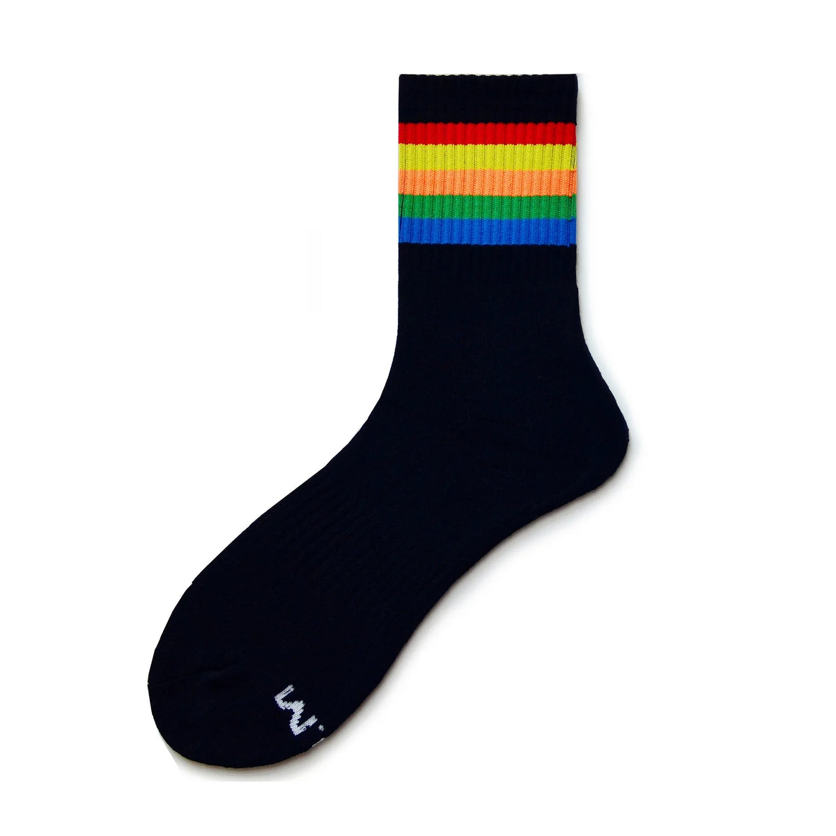 Black Wide Stripe Gay Pride Rainbow Crew Socks - pridevoyageshop.com