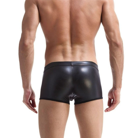 hot gay man in Kinky Transparent Mesh Pouch Leather Boxers | Gay Underwear- pridevoyageshop.com - gay men’s underwear and swimwear