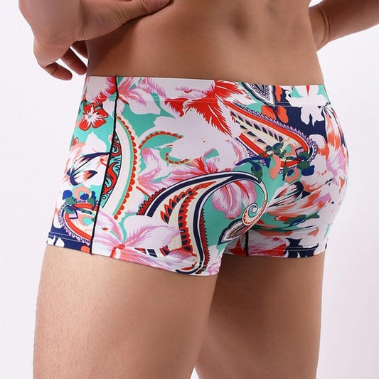 hot gay man in light Sicilian Floral Print Tight Boxers | Gay Underwear- pridevoyageshop.com - gay men’s underwear and swimwear