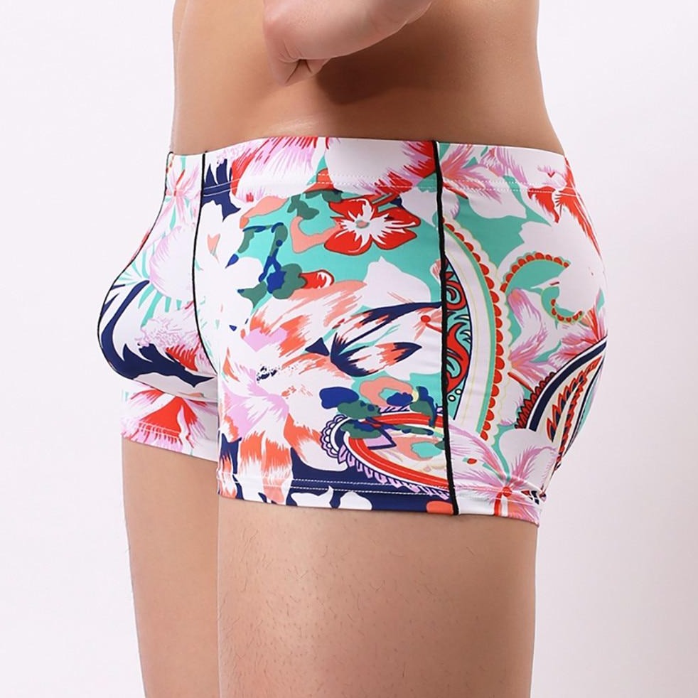 hot gay man in light Sicilian Floral Print Tight Boxers | Gay Underwear- pridevoyageshop.com - gay men’s underwear and swimwear