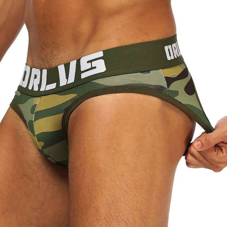 hot gay man in green ORLVS Camo Backless Briefs | Gay Mens Underwear- pridevoyageshop.com - gay men’s underwear and swimwear