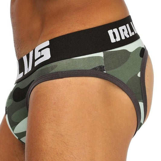 hot gay man in black ORLVS Camo Backless Briefs | Gay Mens Underwear- pridevoyageshop.com - gay men’s underwear and swimwear