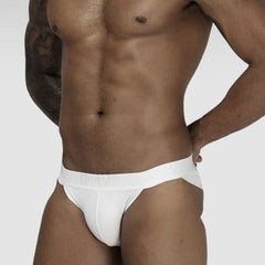 hot man in white Cross Strap Jockstrap: Male Jock Strap & Pouch Jockstrap- pridevoyageshop.com - gay men’s underwear and swimwear