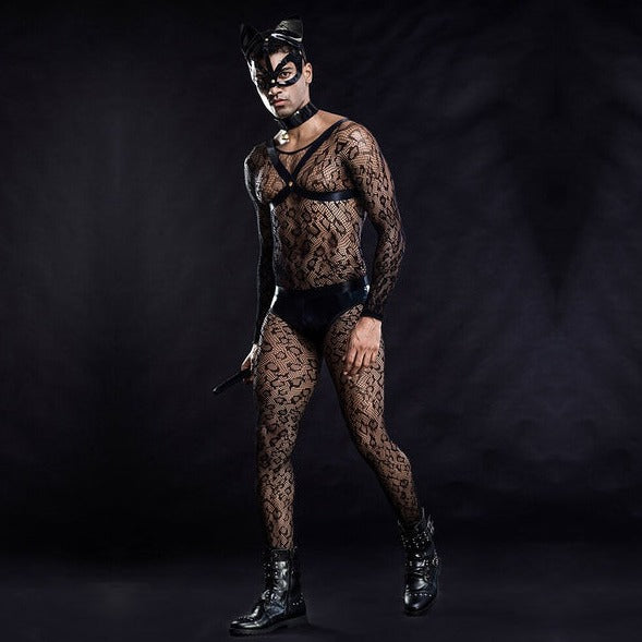 a hot gay man in Erotic Mesh Cat Gay Costume | Gay Party Outfits & Club Wear - pridevoyageshop.com - gay costumes, men role play outfits, gay party costumes and gay rave outfits