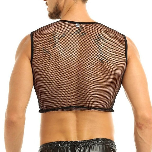 a hot gay guy in black Gay Rave Wear See Through Crop Top | Gay Crop Tops & Clubwear - pridevoyageshop.com - gay crop tops, gay casual clothes and gay clothes store