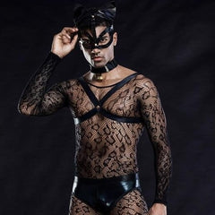 a hot gay man in Erotic Mesh Cat Gay Costume | Gay Party Outfits & Club Wear - pridevoyageshop.com - gay costumes, men role play outfits, gay party costumes and gay rave outfits