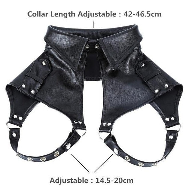 size chart of Black Leather Chest Harness: Clubbing Wear for Guys- pridevoyageshop.com - gay men’s harness, lingerie and fetish wear