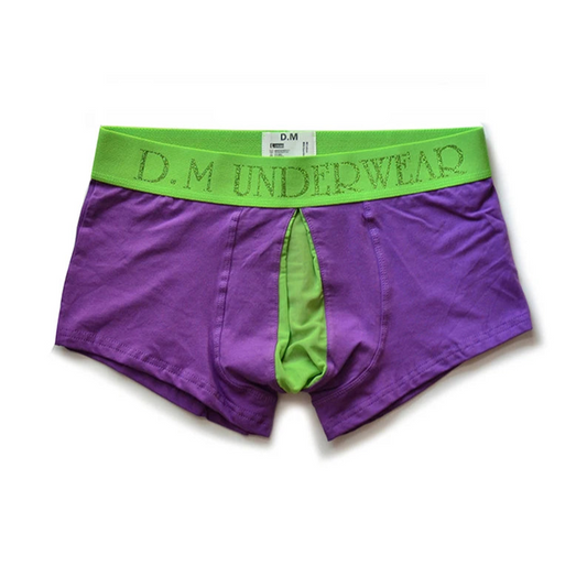 purple Men’s Color Clash Mesh Peephole Boxer Briefs - pridevoyageshop.com - gay men’s thongs, boxers, briefs and jockstraps