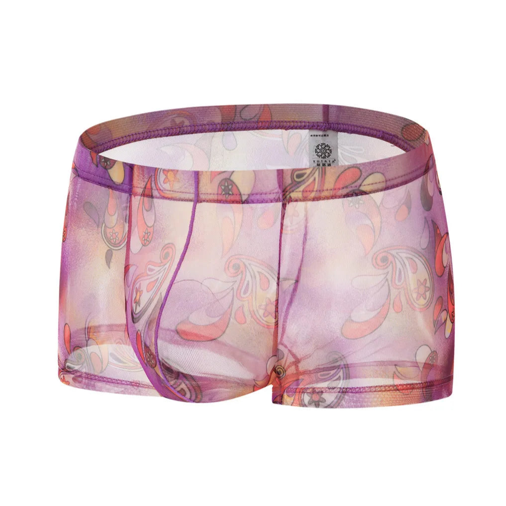 purple Men’s Print See-Through Boxers - pridevoyageshop.com - gay men’s thongs, boxers, briefs and jockstraps