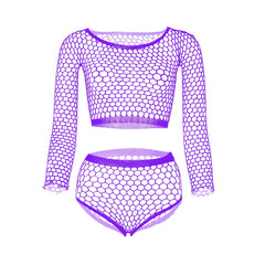 purple hex net lingerie set geometric mesh flat lay – pridevoyageshop.com – gay men’s harness, lingerie and fetish wear