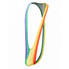 rainbow Maximum Rainbow sling-thong flat lay, micro sling cut, stretchy pride straps, bulge pouch and thong back – pridevoyageshop.com – gay men’s harness, lingerie and fetish wear