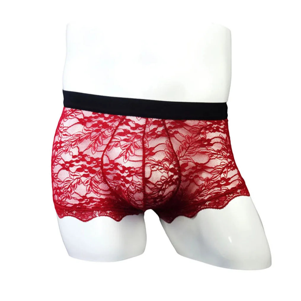 red Men’s Backdoor Boudoir Lace-Up Boxers - pridevoyageshop.com - gay men’s thongs, boxers, briefs and jockstraps