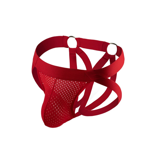 red Men’s Hoop Bandage Harness Jockstrap Men’s Hoop Bandage Harness Jockstrap - pridevoyageshop.com - gay men’s thongs, boxers, briefs and jockstraps