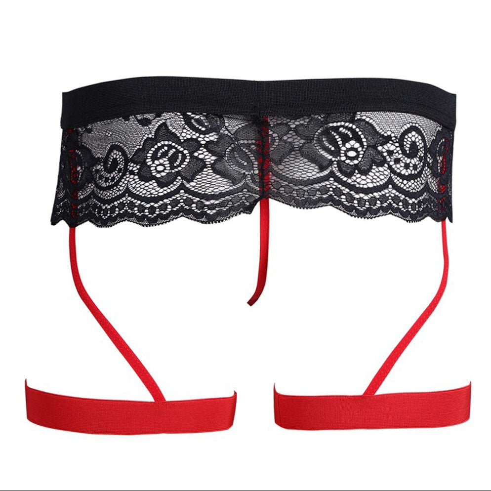 red Men’s Lace Garter Skirt Thong - pridevoyageshop.com - gay men’s thongs, boxers, briefs and jockstraps