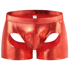 red Men’s Metallic Peephole Boxer - pridevoyageshop.com - gay men’s thongs, boxers, briefs and jockstraps