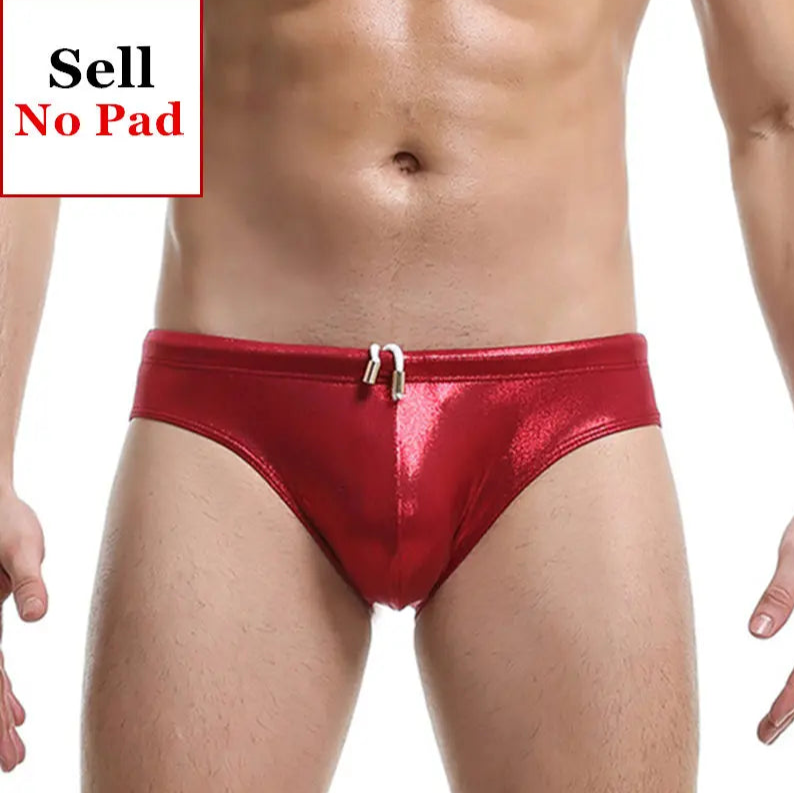 red Men’s Slay the Shine Shiny Swim Briefs - pridevoyageshop.com - gay men’s sexy swim briefs, trunks, board shorts, and bikinis