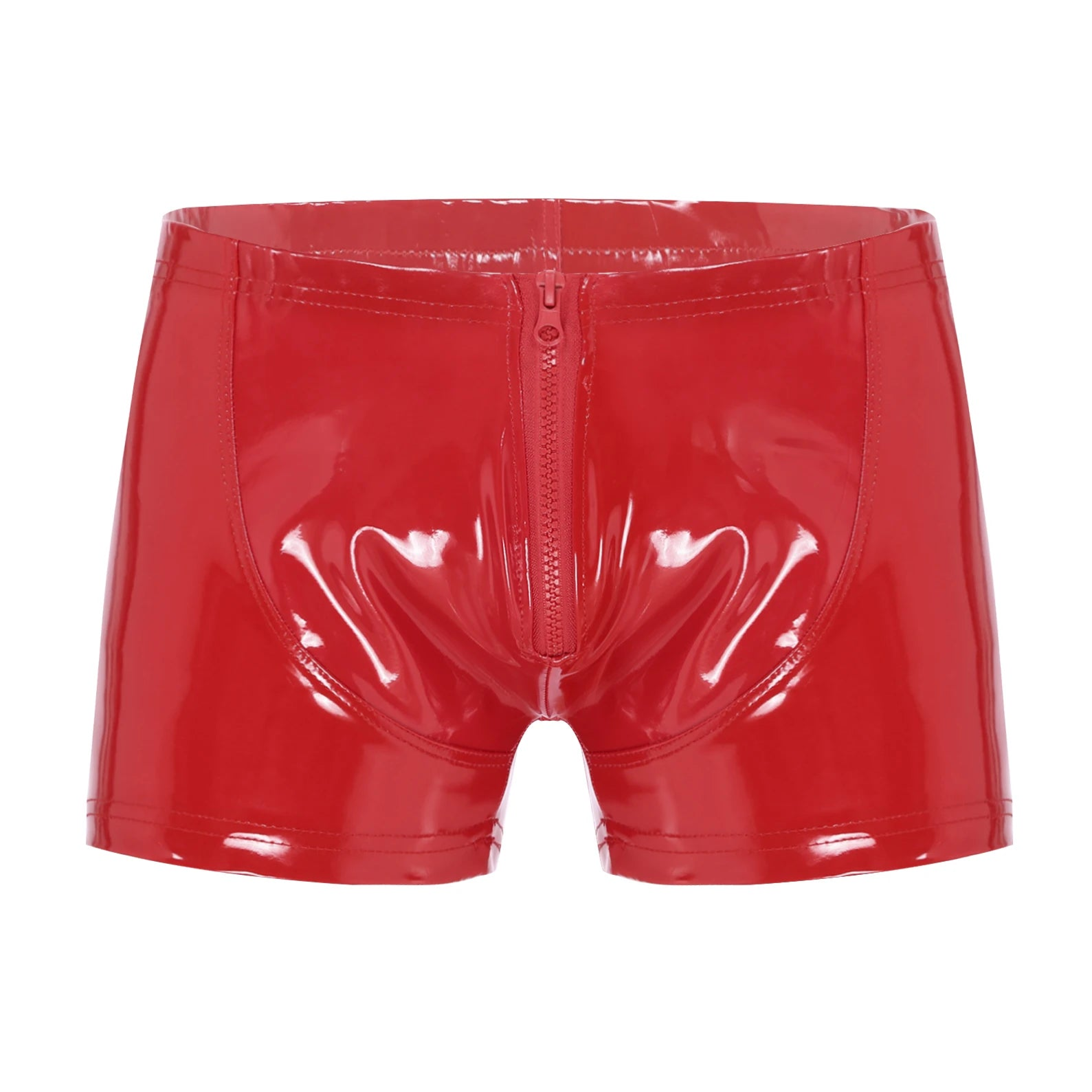 red Men’s “Zip Tease” Glossy Boxers - pridevoyageshop.com - gay men’s thongs, boxers, briefs and jockstraps