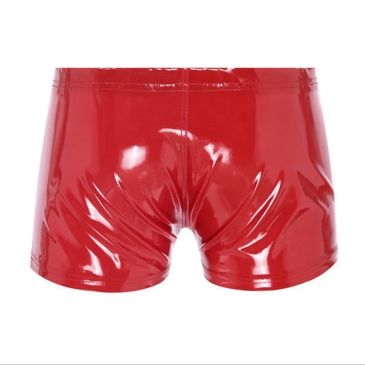 red Men’s “Zip Tease” Glossy Boxers - pridevoyageshop.com - gay men’s thongs, boxers, briefs and jockstraps