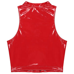 red Pageant Patent PVC Crop – pridevoyageshopcom – gay mens clubwear mesh tanks crop tops fashion tops partywear activewear