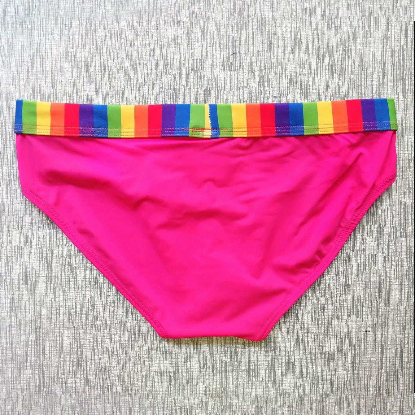 rose red Men’s Pride Patrol Rainbow Band Swim Briefs - pridevoyageshop.com - gay men’s sexy swim briefs, trunks, board shorts, and bikinis
