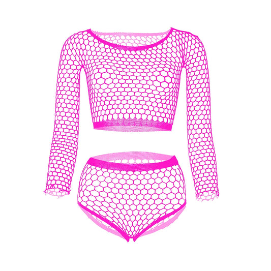 rose red tectonic hex net lingerie set geometric mesh flat lay – pridevoyageshop.com – gay men’s harness, lingerie and fetish wear