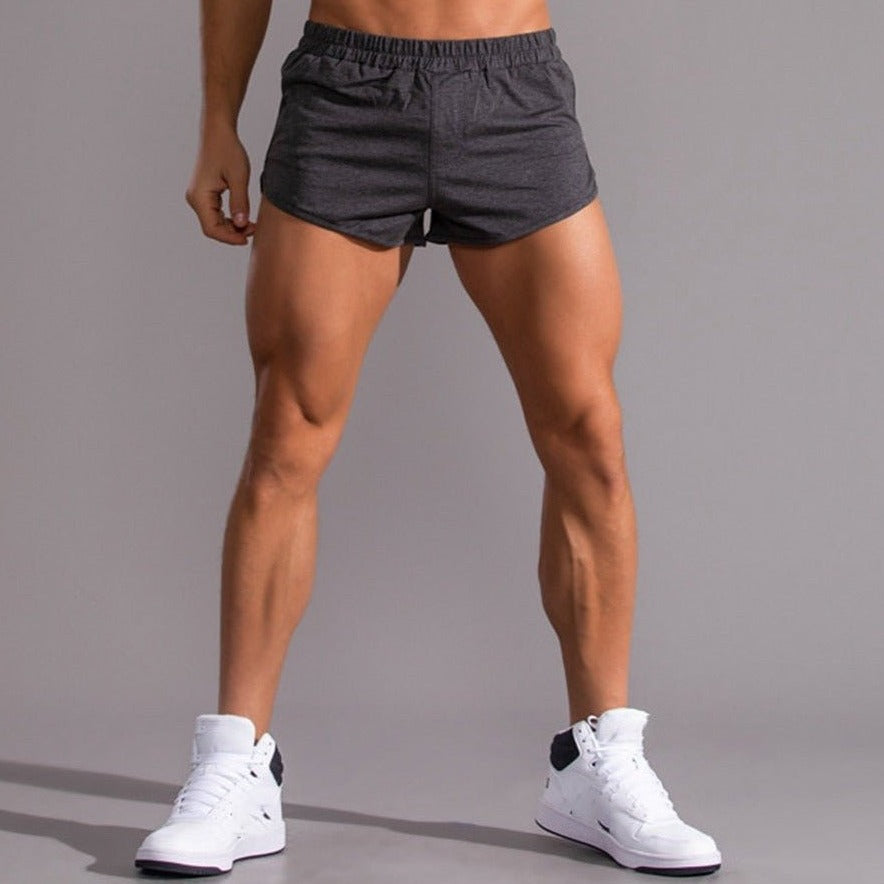 sexy gay man in Charcoal gray Gay Shorts | Ultra Short Running Shorts - Men's Activewear, gym short, sport shorts, running shorts- pridevoyageshop.com