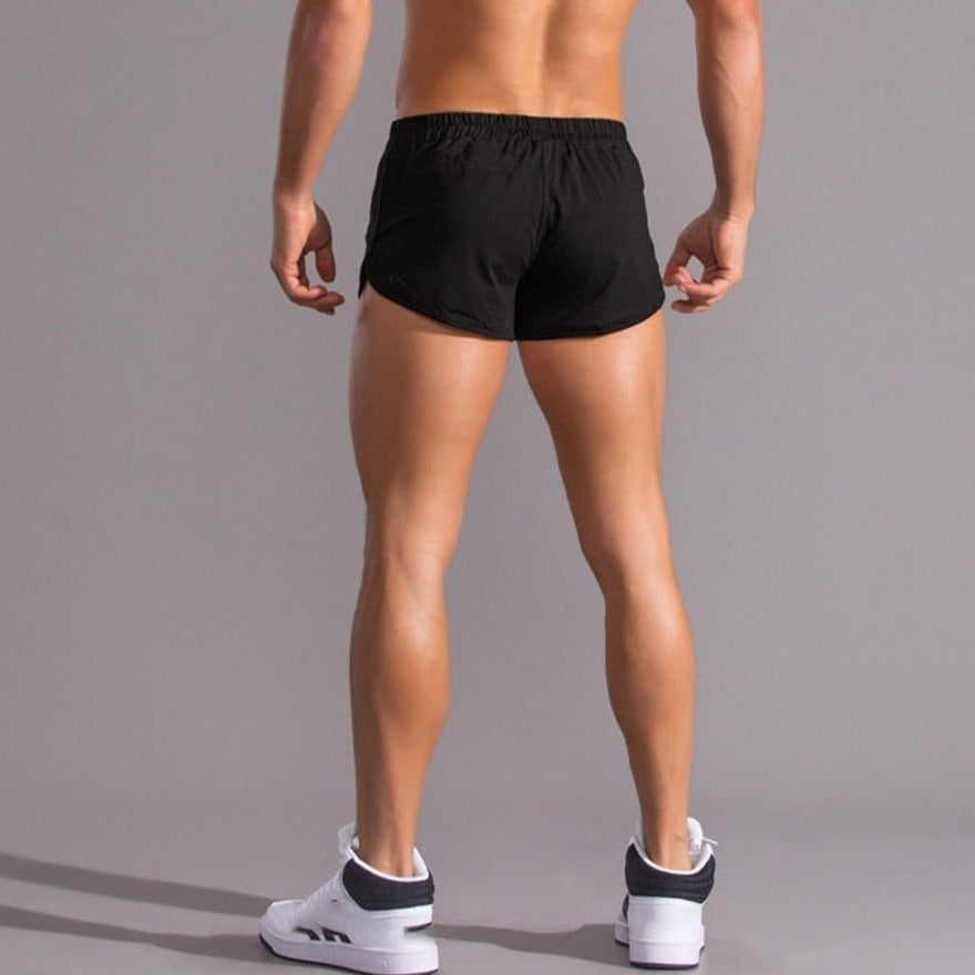 sexy gay man in black Gay Shorts | Ultra Short Running Shorts - Men's Activewear, gym short, sport shorts, running shorts- pridevoyageshop.com