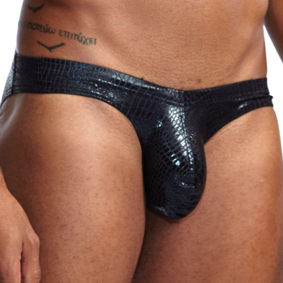 a hot gay man in black Men's Shimmer Snakeskin Pouch Briefs - pridevoyageshop.com - gay men’s underwear and swimwear