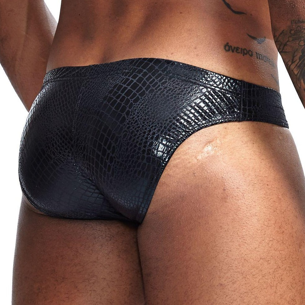 a hot gay man in black Men's Shimmer Snakeskin Pouch Briefs - pridevoyageshop.com - gay men’s underwear and swimwear