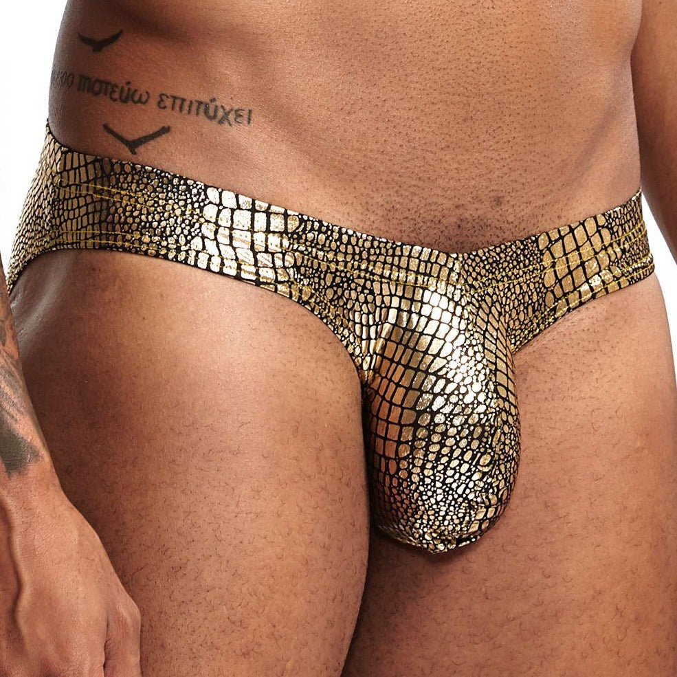 a hot gay man in gold Men's Shimmer Snakeskin Pouch Briefs - pridevoyageshop.com - gay men’s underwear and swimwear