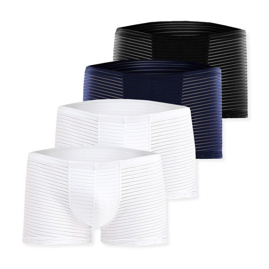 Men's Silky Sheer Striped Boxer Briefs 4-Pack - pridevoyageshop.com - gay men’s underwear and swimwear