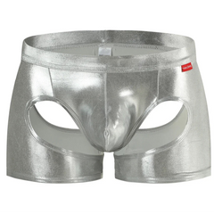 silver Men’s Metallic Peephole Boxer - pridevoyageshop.com - gay men’s thongs, boxers, briefs and jockstraps