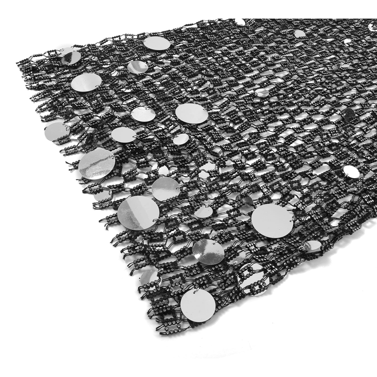 silver coinmail tank flat lay with metal disc mesh and chain drape detailing – pridevoyageshop.com – gay men’s harness, lingerie and fetish wear