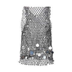 silver coinmail tank flat lay with metal disc mesh and chain drape detailing – pridevoyageshop.com – gay men’s harness, lingerie and fetish wear