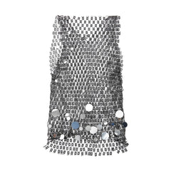 silver coinmail tank flat lay with metal disc mesh and chain drape detailing – pridevoyageshop.com – gay men’s harness, lingerie and fetish wear