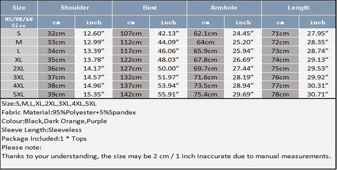 size chart of Chest Day Drop Vest – pridevoyageshopcom – gay mens clubwear mesh tanks crop tops fashion tops partywear activewear