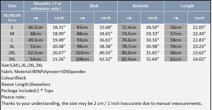 size chart of Sparkle Brat Mesh Tank - pridevoyageshop.com - gay men's fashion, clubwear, party outfit