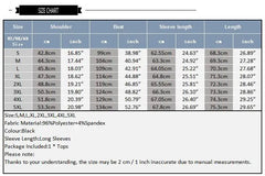 size chart of Twinkle Twunk Mesh Long Sleeve Black color sheer sparkle mesh long sleeve top displayed flat pridevoyageshopcom gay mens gym tank tops mesh tank tops clubwear fashion tops and activewear