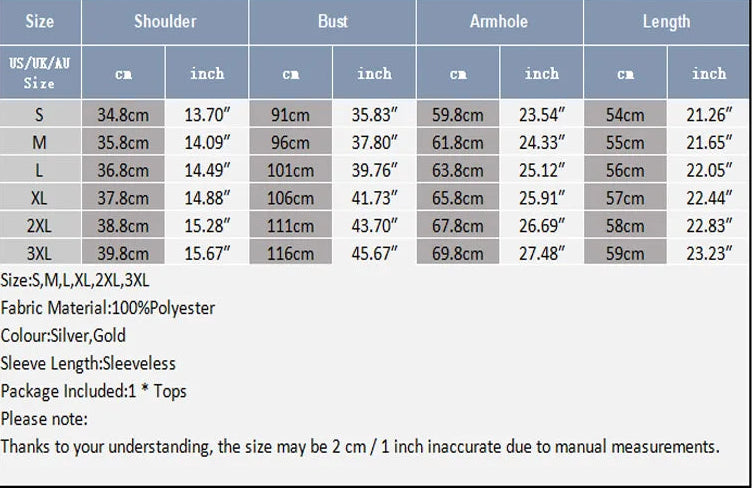 size chat of Midnight Lamé Metallic V-Crop - pridevoyageshop.com - gay men's fashion, clubwear, party outfit