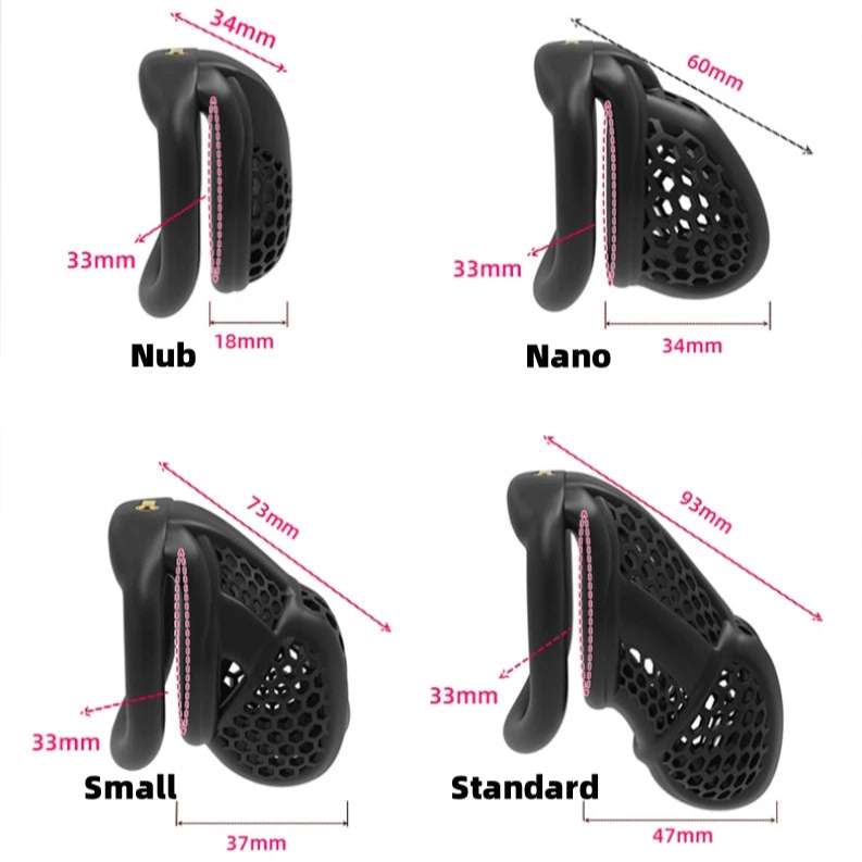 size details of Begging Hive Chastity Cage from Pridevoyageshop