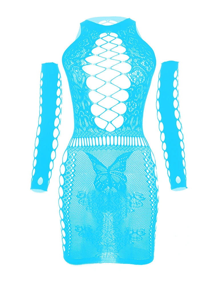 sky blue butterfly lace corset set with garter straps and thong flat lay – pridevoyageshop.com – gay men’s harness, lingerie and fetish wear