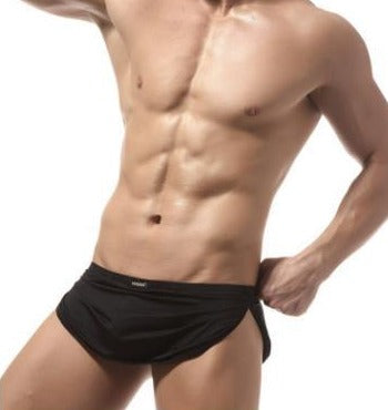 sexy gay man in black Gay Shorts | Men's Hide Package Gym Shorts - Men's Activewear, gym short, sport shorts, running shorts- pridevoyageshop.com