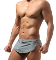 sexy gay man in gray Gay Shorts | Men's Hide Package Gym Shorts - Men's Activewear, gym short, sport shorts, running shorts- pridevoyageshop.com