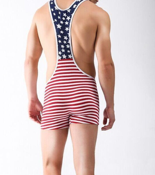 sexy gay man in Gay Singlet | Patriotic American Flag Men's USA Singlet - Men's Singlets, Bodysuits, Rompers & Jumpsuits - pridevoyageshop.com