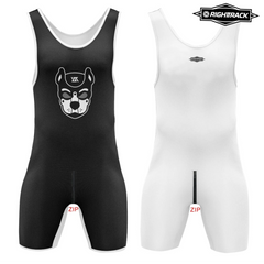 white Alpha Puppy Zipper Wrestling Singlet from Pridevoyageshop