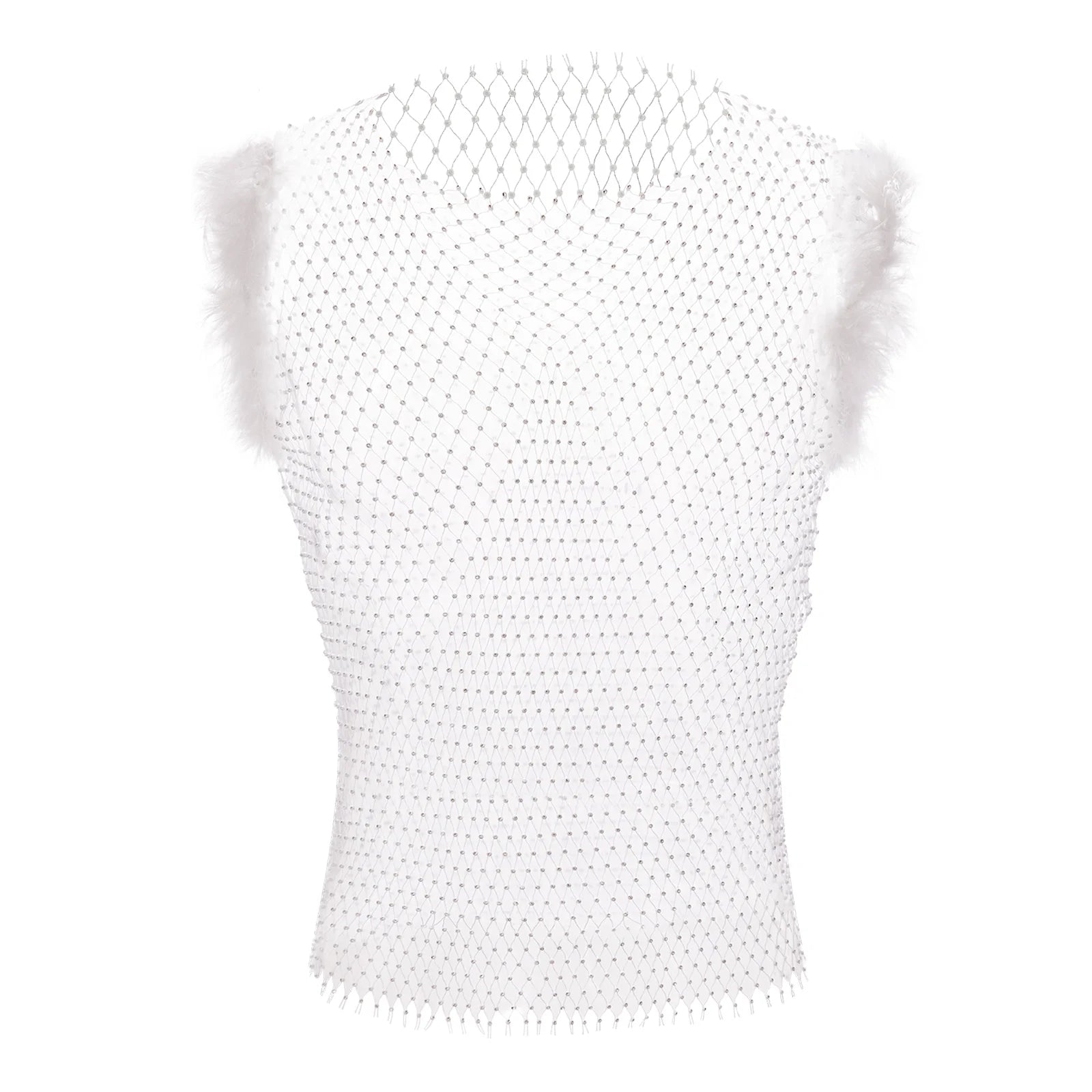 white Cherub Wing Feather Mesh Tank - pridevoyageshop.com - gay men’s harness, lingerie and fetish wear